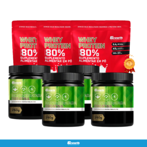 4 CREATINA MONOHIDRATADA 250G +  3 WHEY PROTEIN CONCENTRADO (1KG)