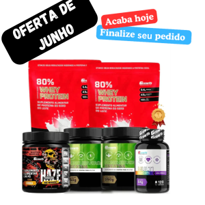( ÚLTIMO DIA DA OFERTA) - Kit 2 Whey 1KG +2 Creatinas 250g +Pré-Treino Haze 300g +Multivitamínico 120caps